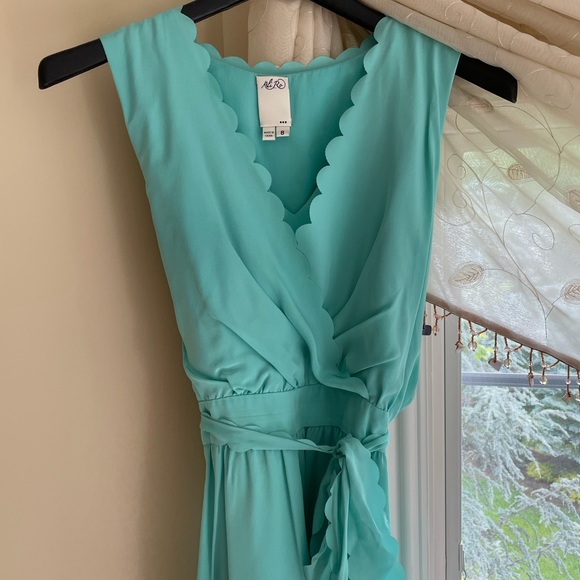 Ali Ro size 8 Aqua Turquoise Silk Sleeveless Prom Cocktail Dress - Picture 3 of 5